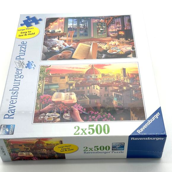 Ravensburger Jigsaw Puzzle Cozy Retreat Home Wine Terrace Travel 2x 500 Pcs - Picture 4 of 8